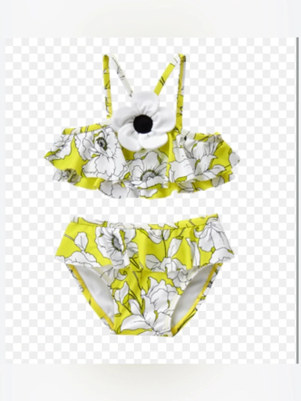 Janie And Jack 6-12 mos Tropical Yellow Floral Ruffle 2-piece Swimsuit UPF 50+